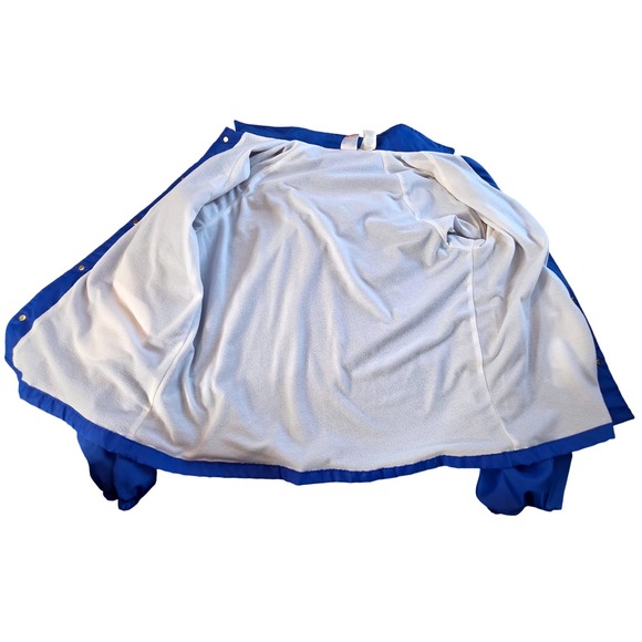 Vtg Nylon Blue Snap Front Coach Sport Jacket Light LG Athletic Works Mens 23x26 - Picture 4 of 7